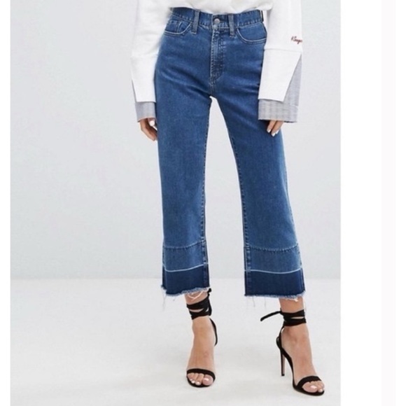 NWT EVIDNT Malibu High Rise Two Tone Kick Flare denim - Picture 1 of 12